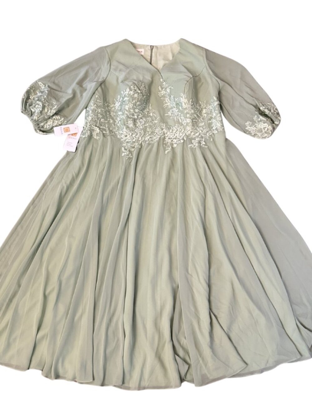 NWT Cicinia Long Sleeves Ankle Length Chiffon Mother Of The Bride Dusty Sage - Picture 6 of 13